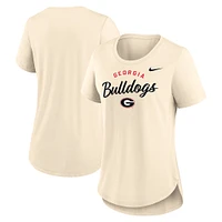 Women's Nike  Tan Georgia Bulldogs Script Logo Tri-Blend T-Shirt