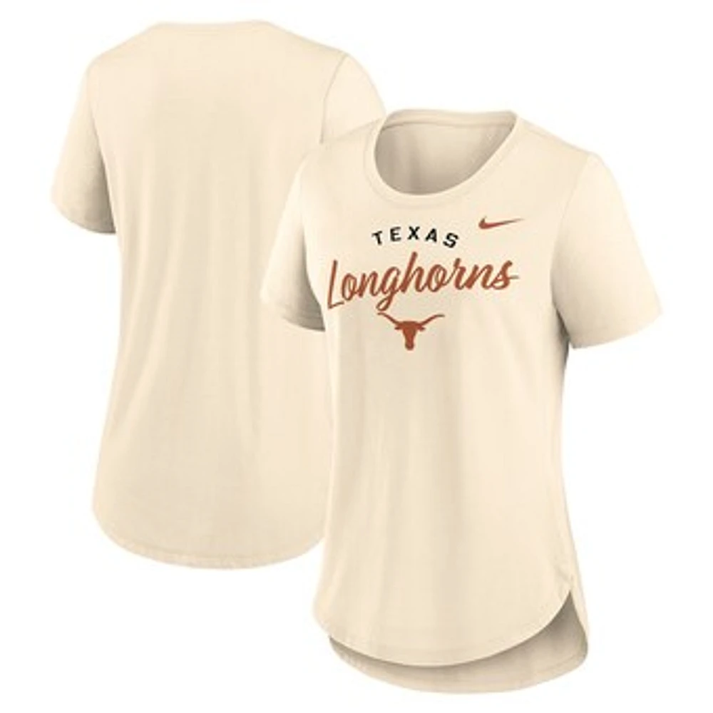 Women's Nike  Tan Texas Longhorns Script Logo Tri-Blend T-Shirt