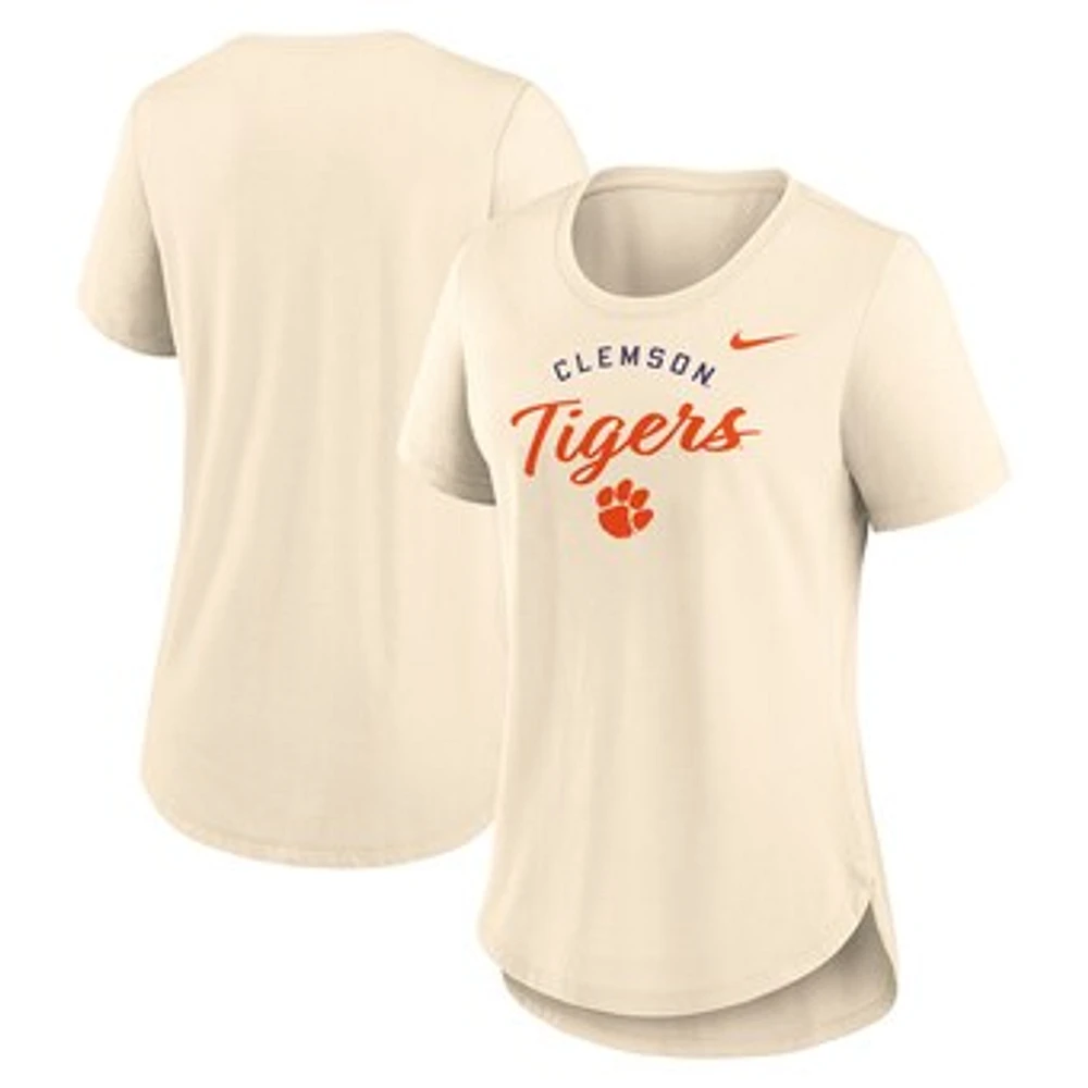 Women's Nike  Tan Clemson Tigers Script Logo Tri-Blend T-Shirt