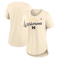 Women's Jordan Brand  Cream Michigan Wolverines Script Logo Tri-Blend T-Shirt