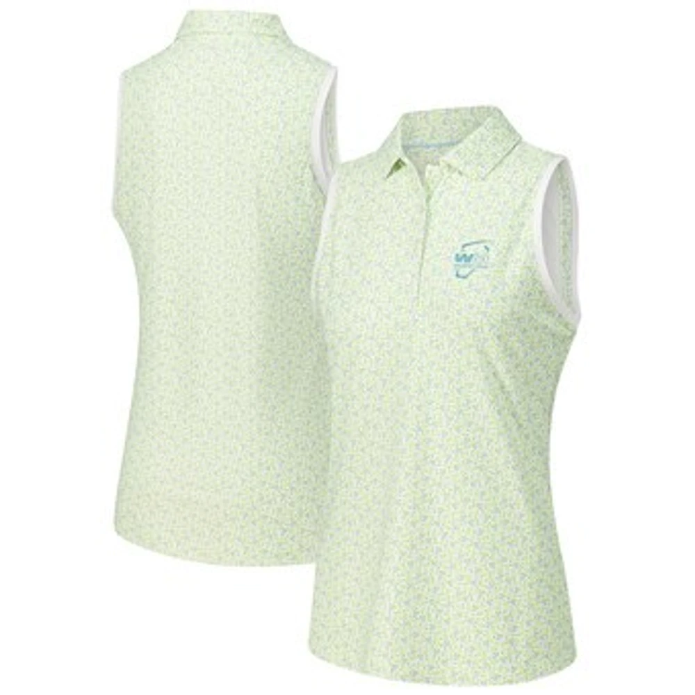 Women's Peter Millar White WM Phoenix Open Banded Sport Mesh Sleeveless Polo