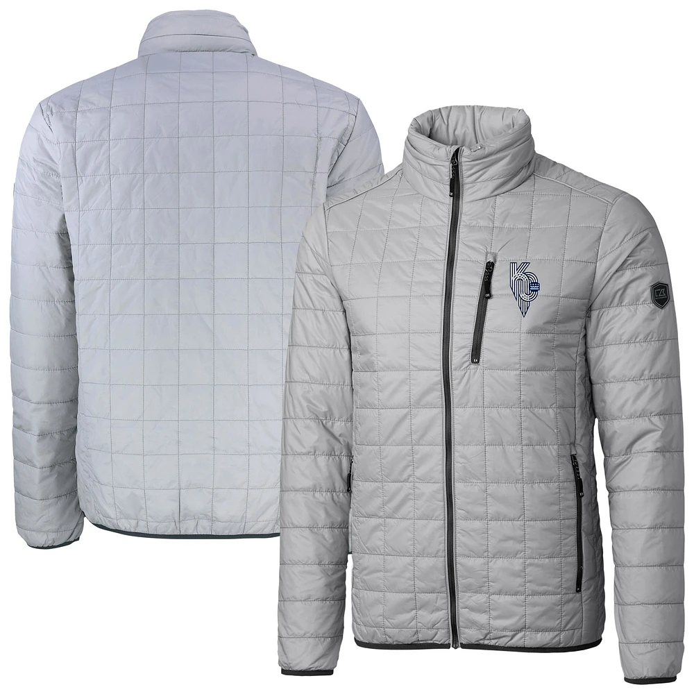 Men's Cutter & Buck Gray Kansas City Royals Connect Rainier PrimaLoft Eco Insulated Full-Zip Puffer Jacket