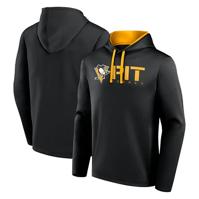 Men's Logo Athletic Black Pittsburgh Penguins Head Start Pullover Hoodie