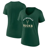 Women's  Hunter Green Milwaukee Bucks Unrivaled V-Neck T-Shirt