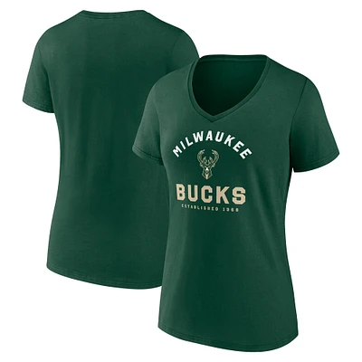 Women's  Hunter Green Milwaukee Bucks Unrivaled V-Neck T-Shirt