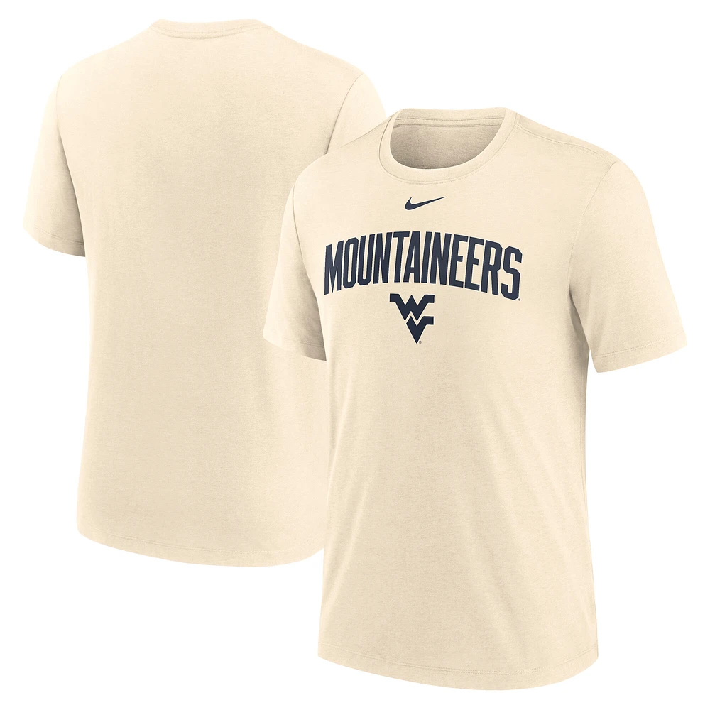 Men's Nike  Cream West Virginia Mountaineers Natural Arch Logo Triblend T-Shirt