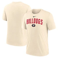 Men's Nike  Cream Georgia Bulldogs Natural Arch Logo Triblend T-Shirt