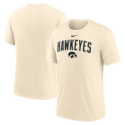 Men's Nike  Cream Iowa Hawkeyes Natural Arch Logo Triblend T-Shirt