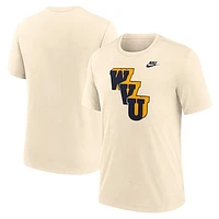 Men's Nike Cream West Virginia Mountaineers Vault Logo Tri-Blend T-Shirt