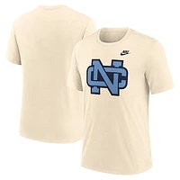 Men's Nike Cream North Carolina Tar Heels Vault Logo Tri-Blend T-Shirt