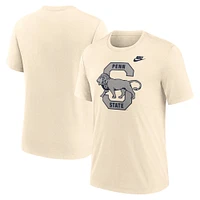 Men's Nike Cream Penn State Nittany Lions Vault Logo Tri-Blend T-Shirt