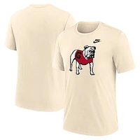 Men's Nike Cream Georgia Bulldogs Vault Logo Tri-Blend T-Shirt