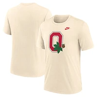 Men's Nike Cream Ohio State Buckeyes Vault Logo Tri-Blend T-Shirt