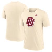 Men's Nike Cream Oklahoma Sooners Vault Logo Tri-Blend T-Shirt