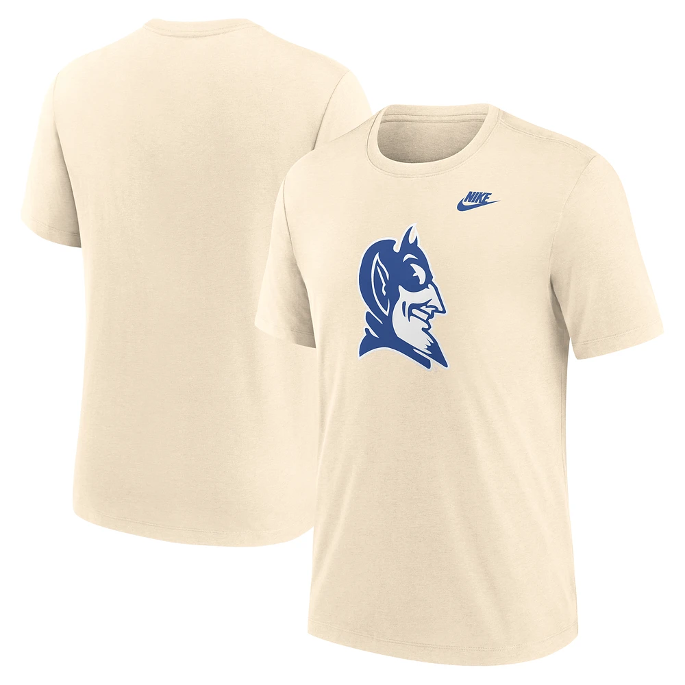 Men's Nike Cream Duke Blue Devils Vault Logo Tri-Blend T-Shirt