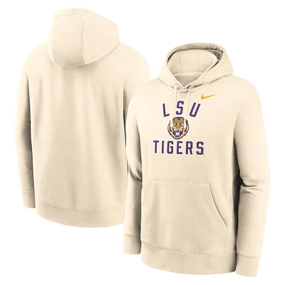 Men's Nike Cream LSU Tigers Arch Logo Pullover Hoodie