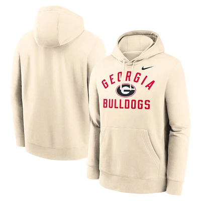 Men's Nike Cream Georgia Bulldogs Arch Logo Pullover Hoodie