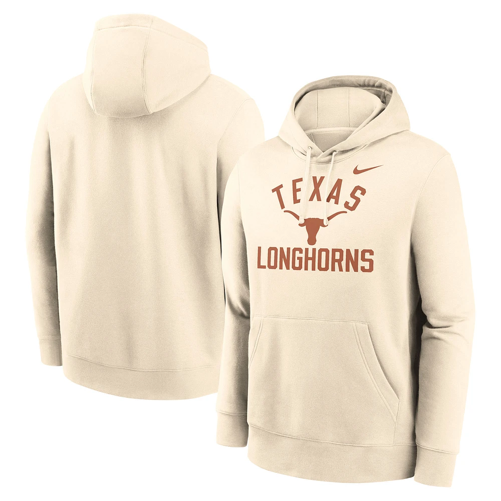 Men's Nike Cream Texas Longhorns Arch Logo Pullover Hoodie