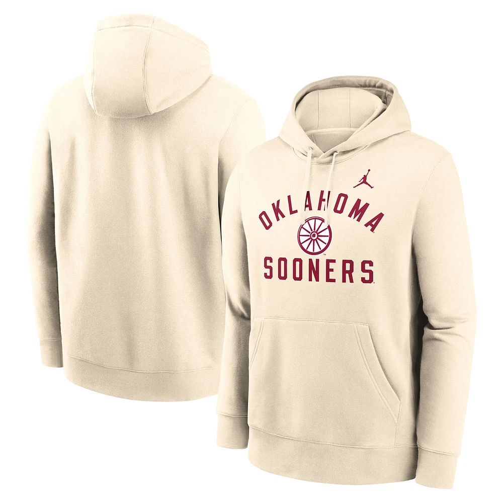 Men's Jordan Brand Cream Oklahoma Sooners Arch Logo Pullover Hoodie