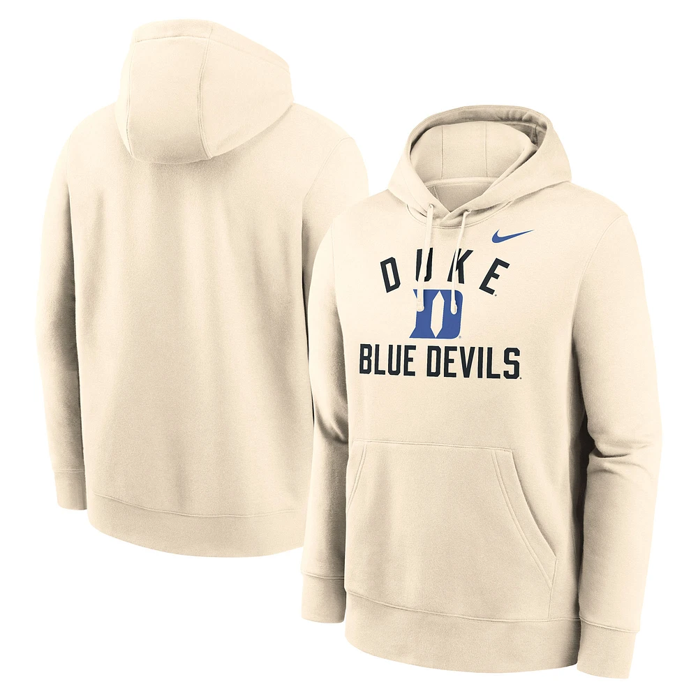 Men's Nike Cream Duke Blue Devils Arch Logo Pullover Hoodie