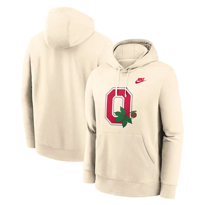 Men's Nike Cream Ohio State Buckeyes Vault Logo Pullover Hoodie