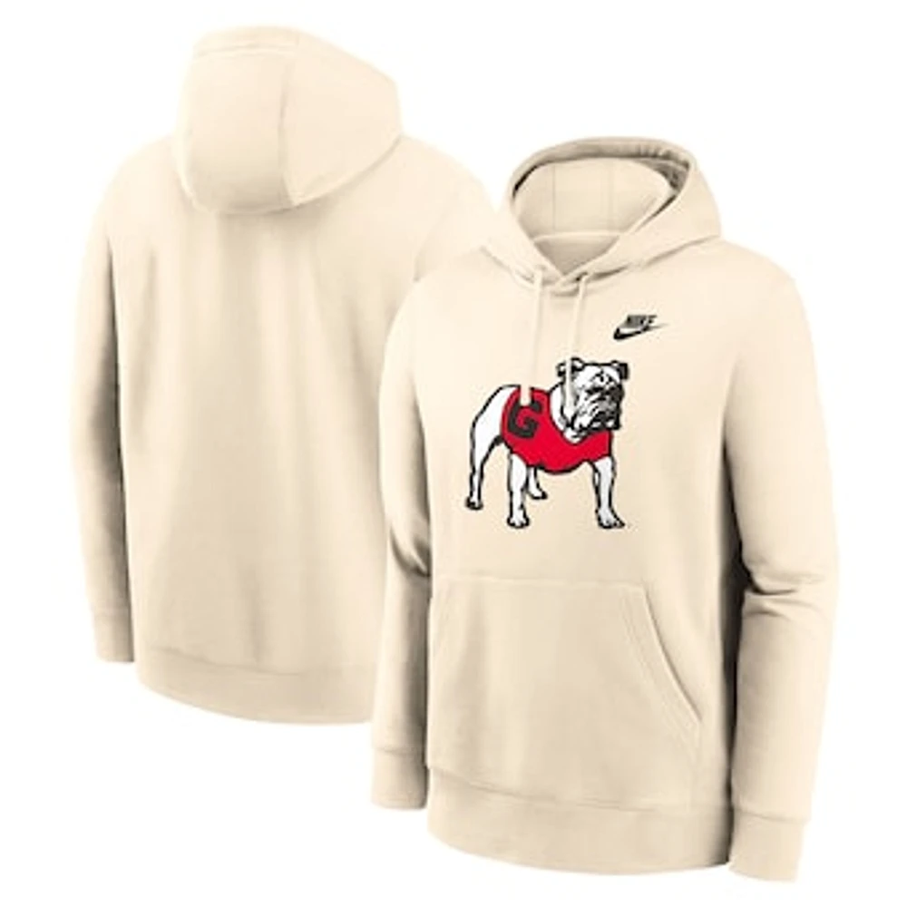 Men's Nike Cream Georgia Bulldogs Vault Logo Pullover Hoodie