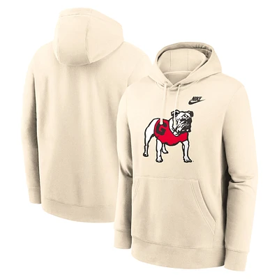 Men's Nike Cream Georgia Bulldogs Vault Logo Pullover Hoodie