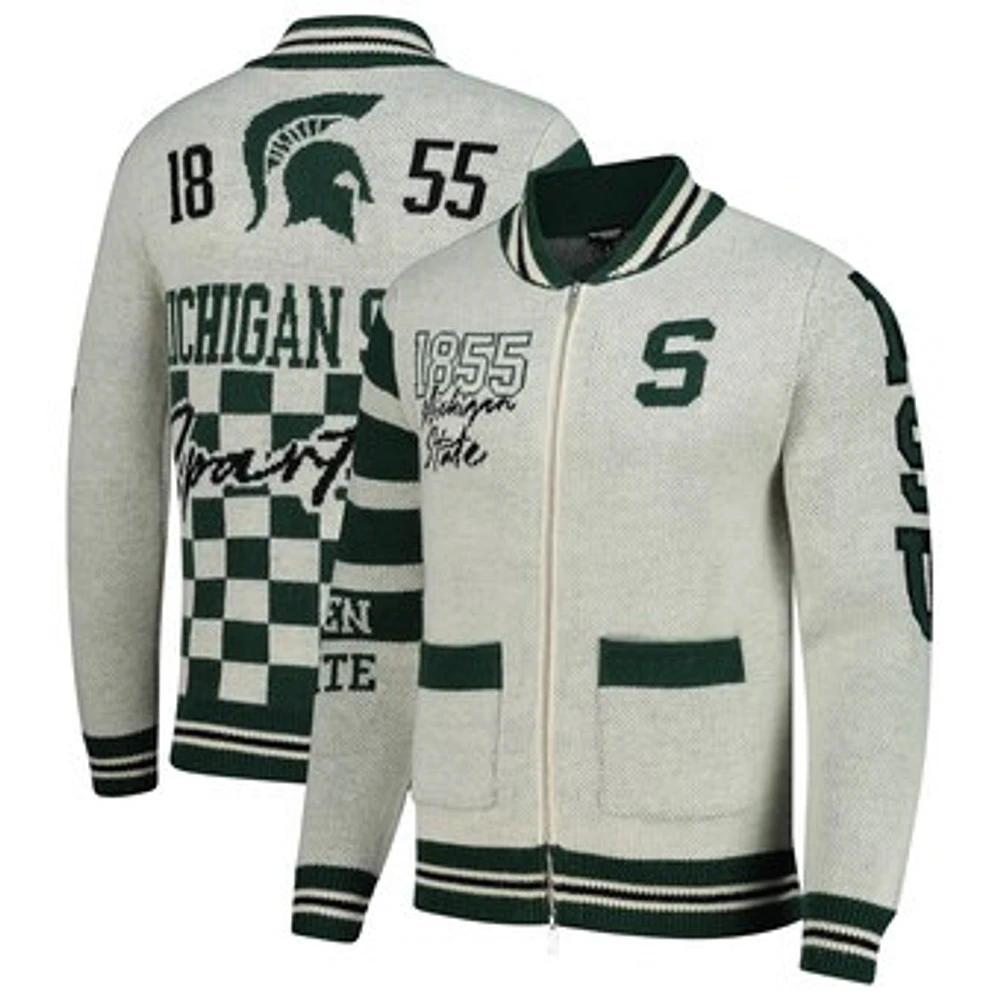 Unisex Colosseum Cream Michigan State Spartans Wild Collective Button-Up Jacquard Sweater