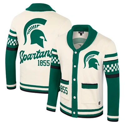 Women's Colosseum Cream Michigan State Spartans Wild Collective Button-Up Jaquard Sweater