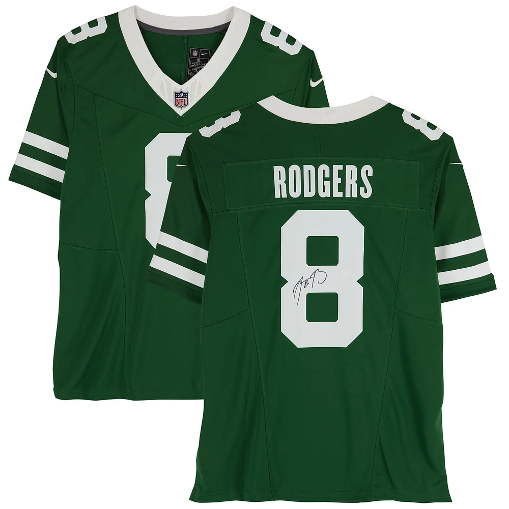 Aaron Rodgers New York Jets Autographed Green F.U.S.E. Nike Limited Jersey