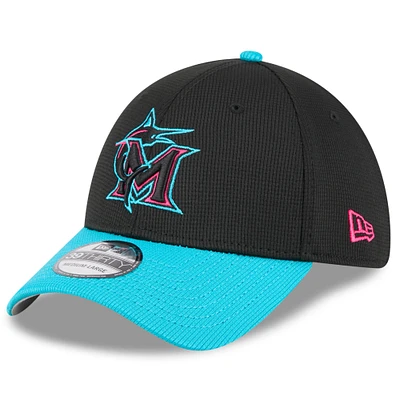Men's New Era Black/Teal Miami Marlins 2025 City Connect Batting Practice 39THIRTY Flex Hat