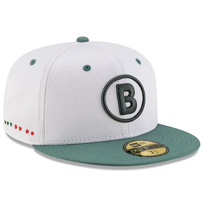 Men's New Era  White/Green Boston Red Sox 2025 City Connect Batting Practice 59FIFTY Fitted Hat