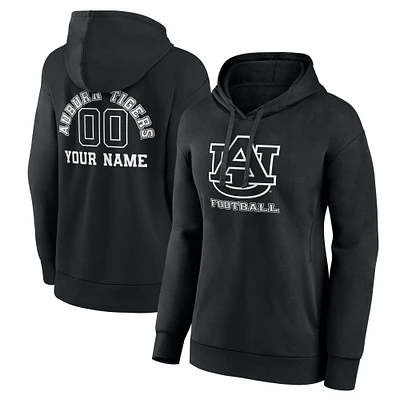 Women's Black Auburn Tigers Personalized Name & Number Monochrome Pullover Hoodie