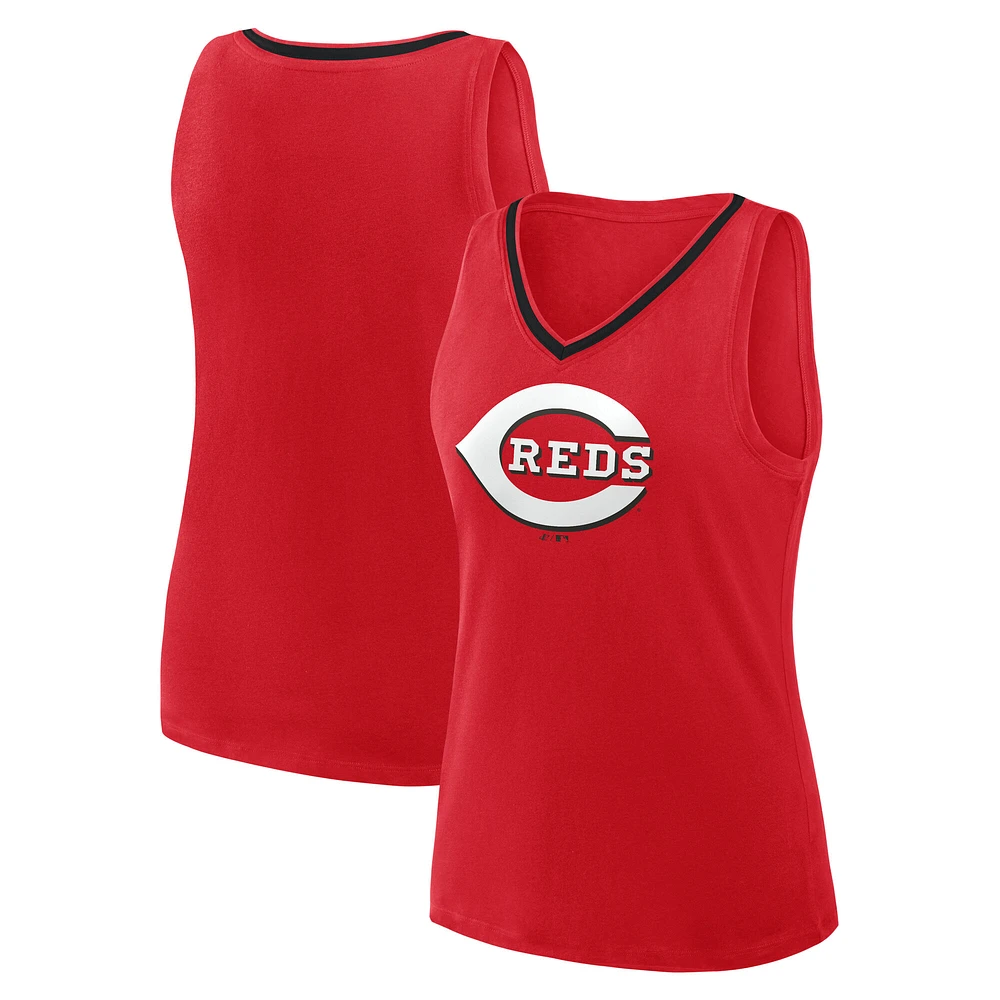 Women's Red Cincinnati Reds Stellar Win V-Neck Tank Top