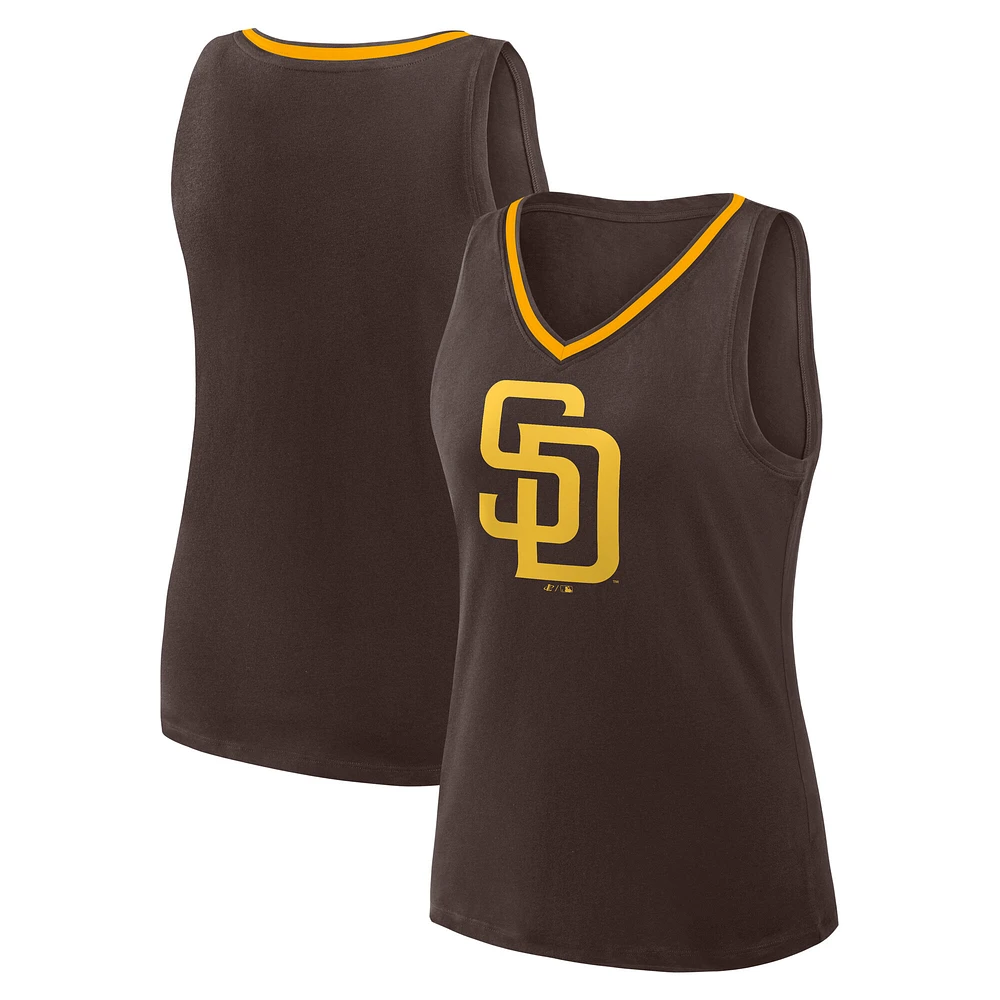 Women's Brown San Diego Padres Stellar Win V-Neck Tank Top