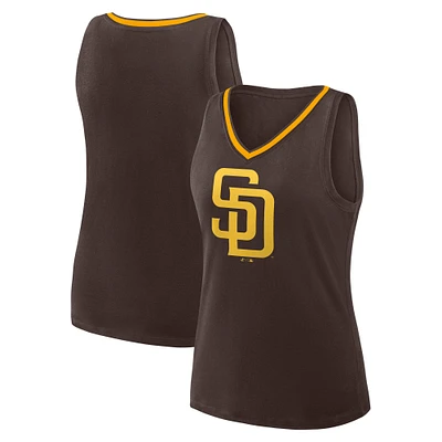 Women's Brown San Diego Padres Stellar Win V-Neck Tank Top