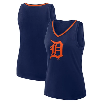 Women's Navy Detroit Tigers Stellar Win V-Neck Tank Top