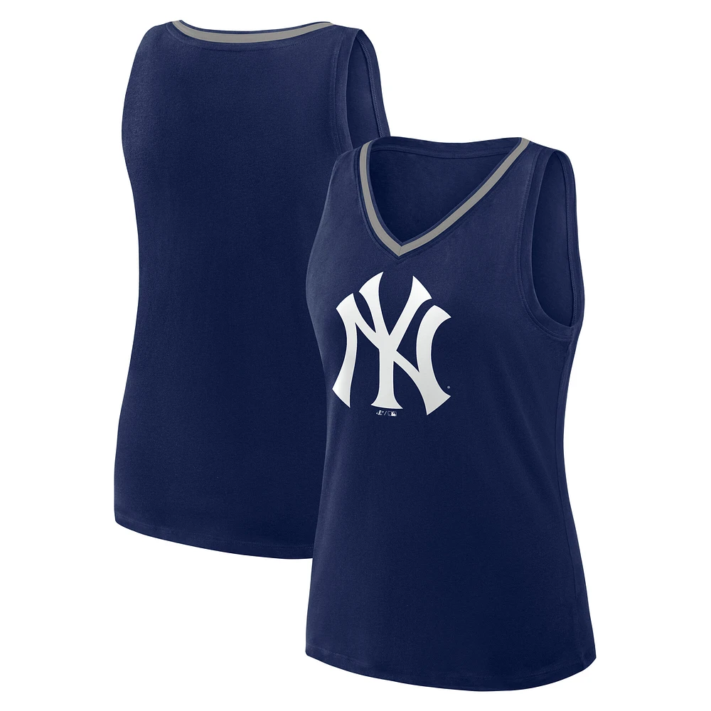 Women's Navy New York Yankees Stellar Win V-Neck Tank Top