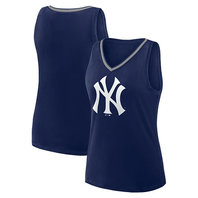 Women's Navy New York Yankees Stellar Win V-Neck Tank Top