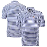 Men's Cutter & Buck Blue New York Mets Virtue Eco Pique Stripe Recycled Polo