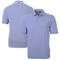 Men's Cutter & Buck Blue New York Mets Virtue Eco Pique Stripe Recycled Polo