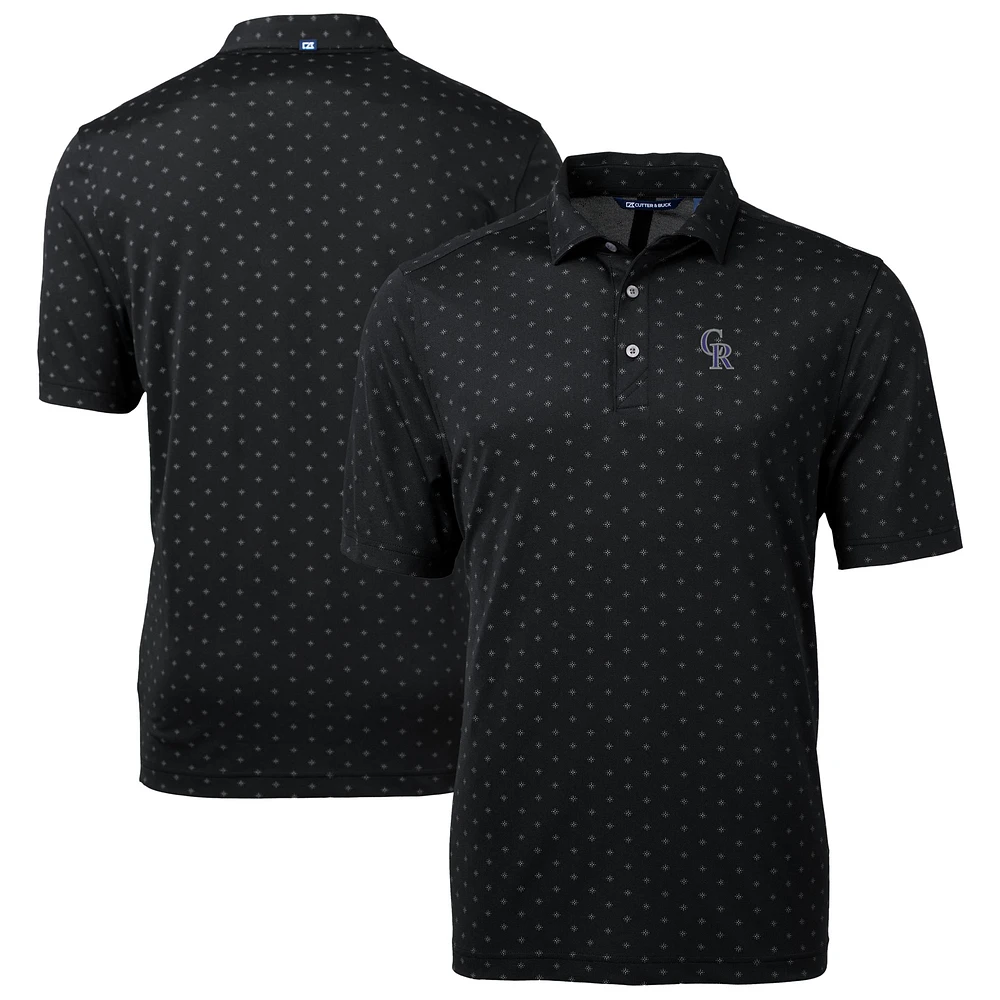 Men's Cutter & Buck Black Colorado Rockies Virtue Eco Pique Tile Recycled Polo