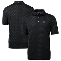 Men's Cutter & Buck  Black Colorado Rockies Virtue Eco Pique Tile Recycled Polo