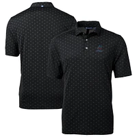 Men's Cutter & Buck  Black Miami Marlins Virtue Eco Pique Tile Recycled Polo