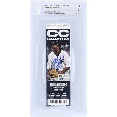 CC Sabathia New York Yankees Autographed Beckett Fanatics Witnessed Authenticated Ticket from July 21, 2019