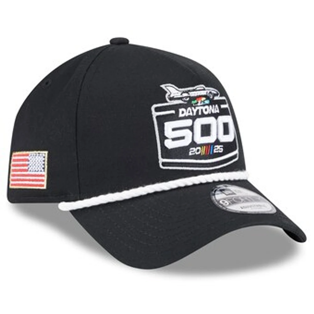 Men's New Era  Black Daytona International Speedway 2025 Daytona 500 9FORTY A-Frame Rope Adjustable Hat