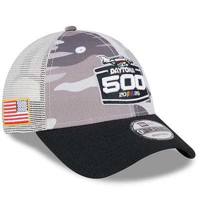 Men's New Era  Camo/Black Daytona International Speedway 2025 Daytona 500 9FORTY Adjustable Trucker Hat