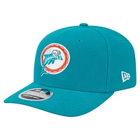 Men's New Era Aqua Miami Dolphins Throwback Logo 9SEVENTY Stretch-Snap Hat