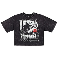 Women's New Era Black Las Vegas Raiders Cropped Boxy Sport Classics Mineral Wash T-Shirt