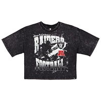 Women's New Era Black Las Vegas Raiders Cropped Boxy Sport Classics Mineral Wash T-Shirt